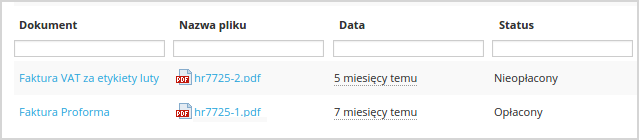 Strefa Klienta   Lista dokumentów