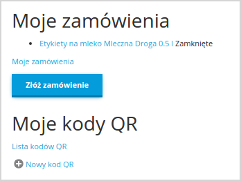 Strefa Klienta   Moje zamówienia i kody QR